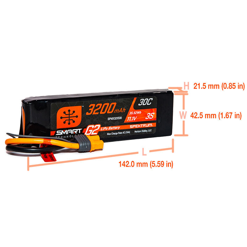 3200mAh 3S 11.1V Smart G2 LiPo 30C; IC3