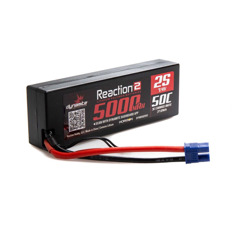 Reaction2 7.4V 5000mAh 2S 50C LiPo, Hardcase: EC3